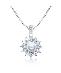 Pearly Sun Designed Silver Necklace SPE-3318